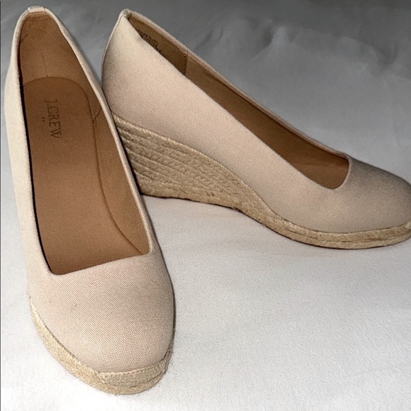 J. Crew Cream Espadrille Wedge Pumps Size 9.5 NWOB Summer Wedding Party - Picture 1 of 5